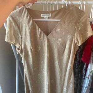 Ann Taylor Tan Floral Maxi Dress